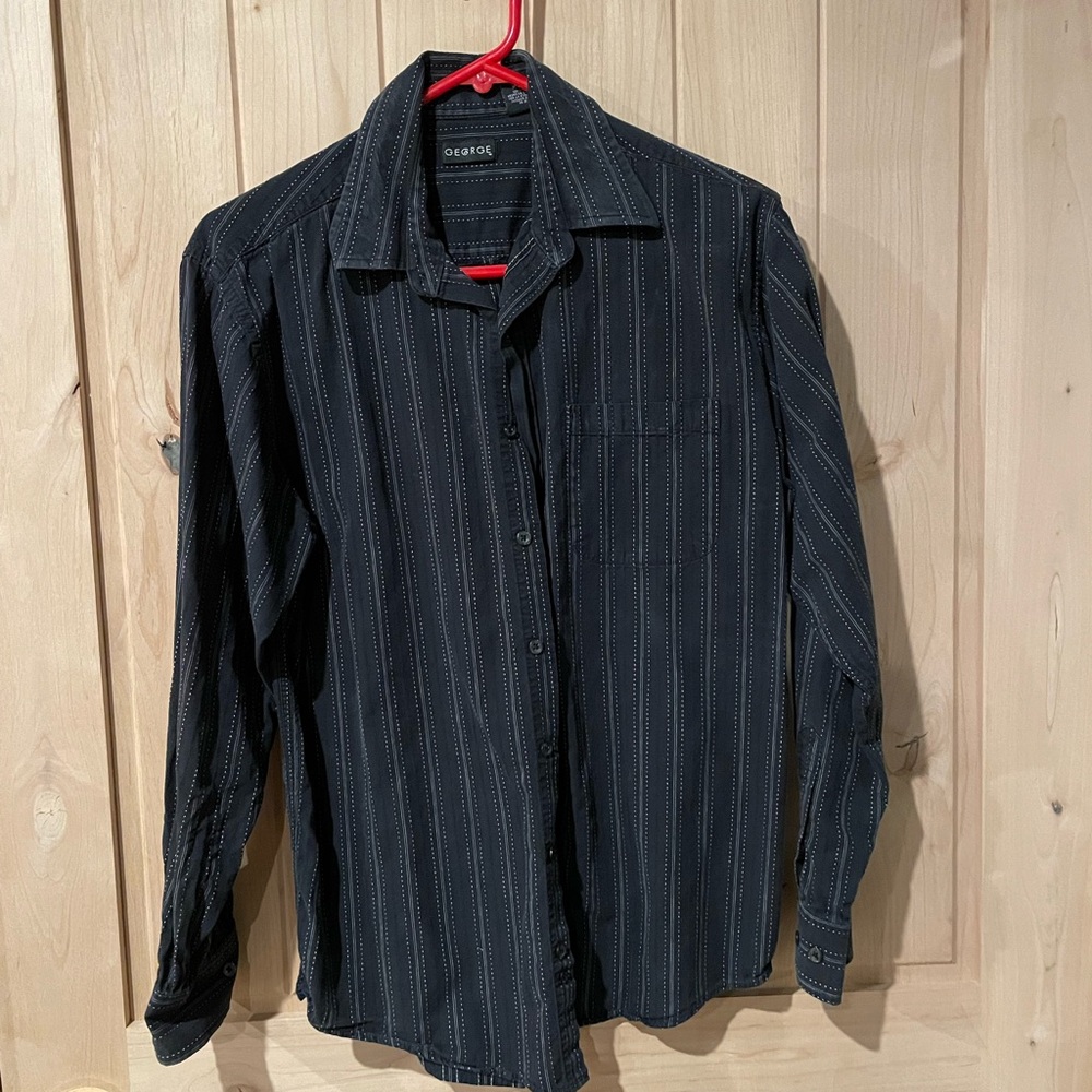 George Men's Black Pinstripe Button Down Shirt 🔥🔥